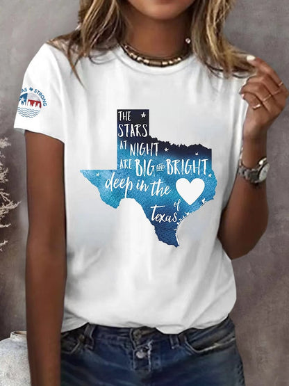 🙏💔Join us in praying for Texas.🙏Retro Texas Strong The Stars At Night Are Big And Bright Deep In The Heart Of Texas Print T-Shirt