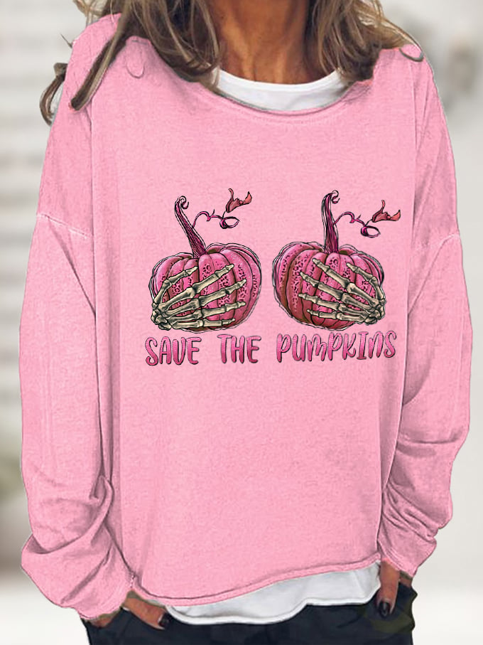 Women's Save The Pumpkins Breast Cancer Awareness Print Top
