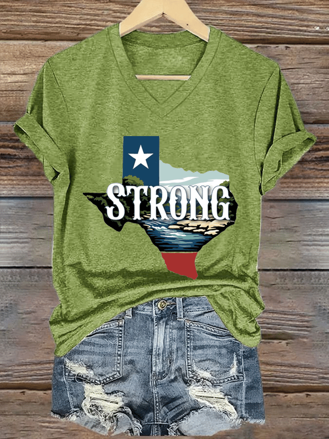 🙏💔Join us in praying for Texas.🙏Women's Texas Strong Print V-Neck T-Shirt