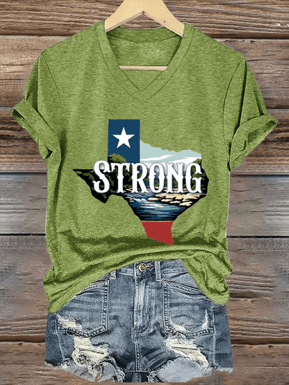 🙏💔Join us in praying for Texas.🙏Women's Texas Strong Print V-Neck T-Shirt