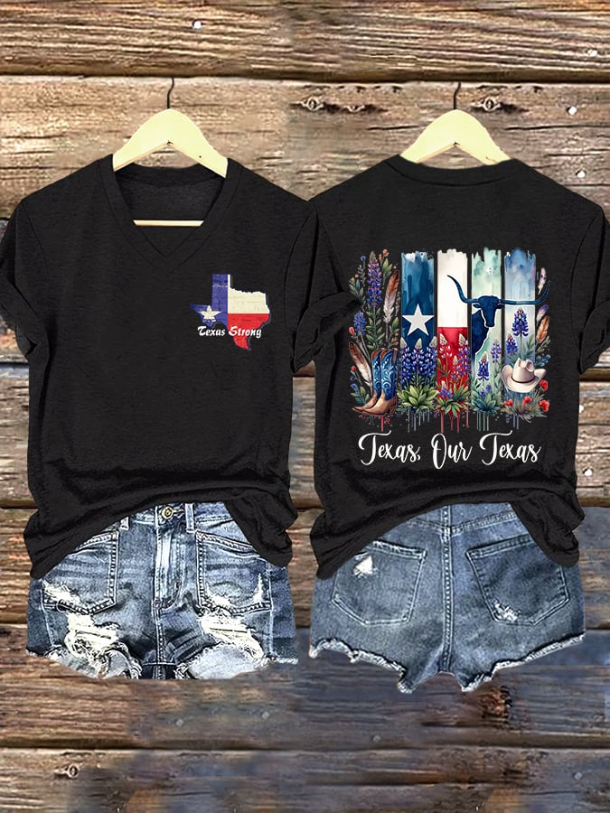 🙏💔Join us in praying for Texas.🙏V-Neck Retro Texas Strong Texas Our Texas Print T-Shirt