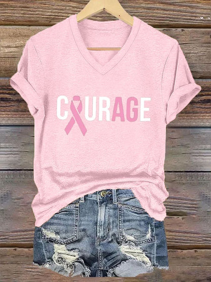 Women's Breast Cancer Awareness Print Casual T-Shirt