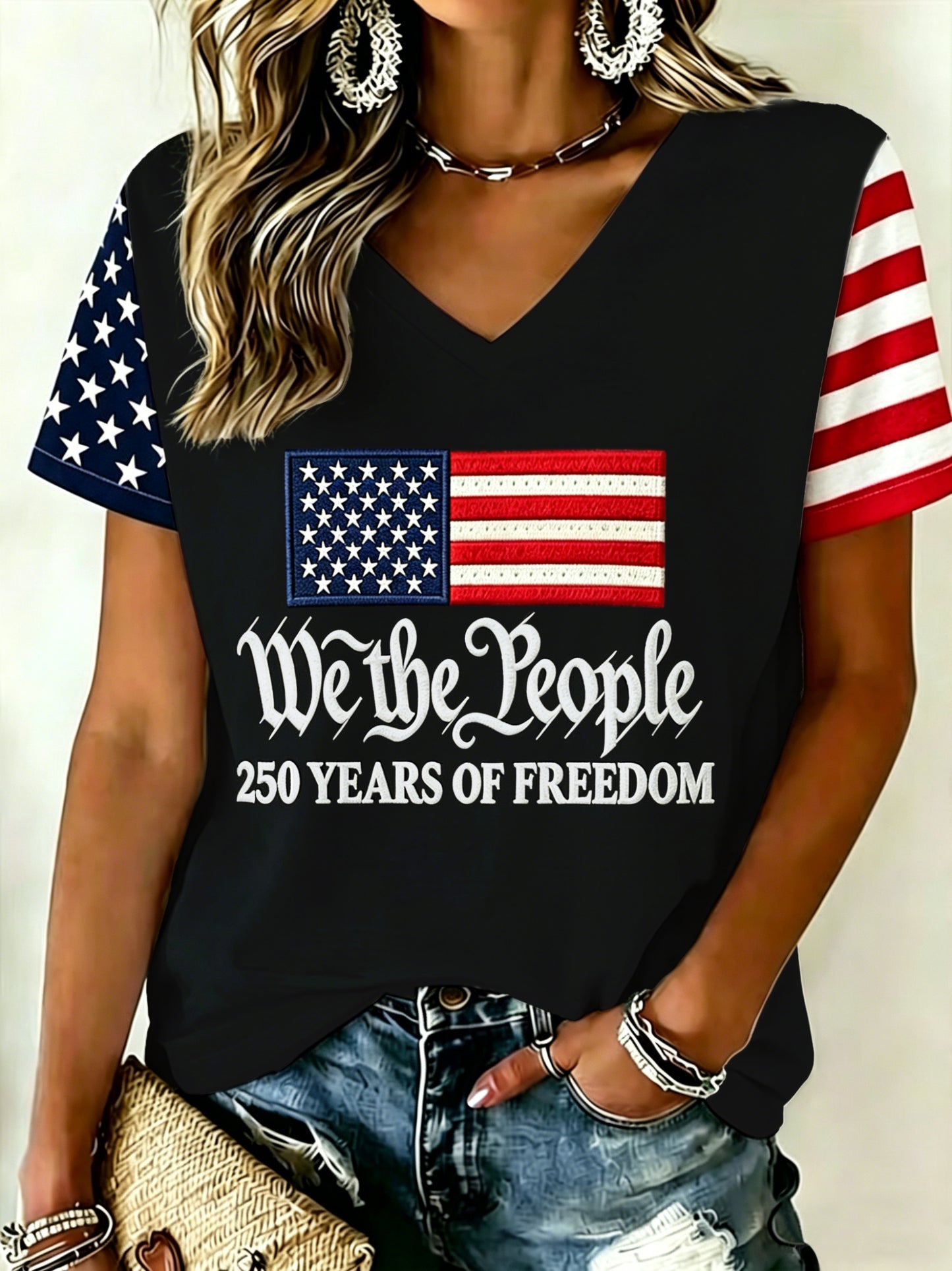 Women's U.S. Founding 250th Anniversary V-Neck T-Shirt
