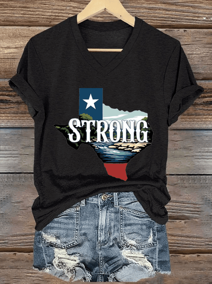 🙏💔Join us in praying for Texas.🙏Women's Texas Strong Print V-Neck T-Shirt
