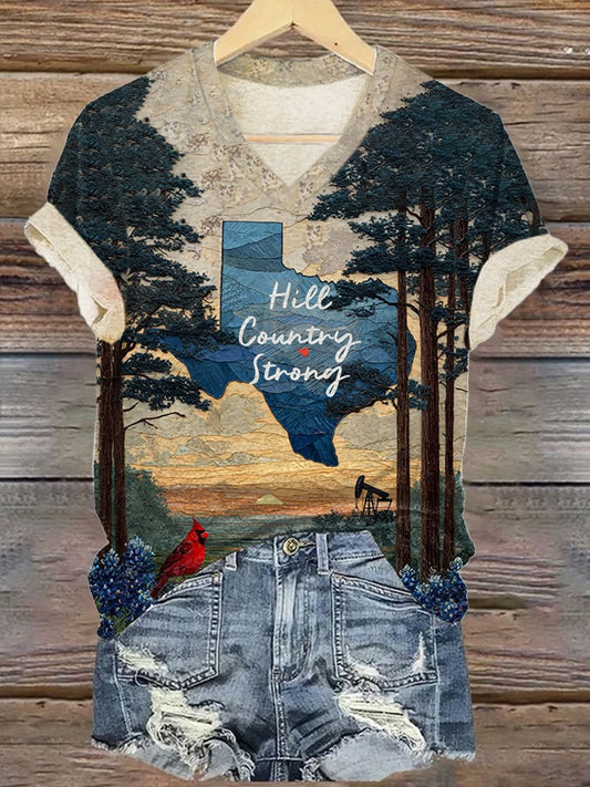 🙏💔Join us in praying for Texas.🙏Women's Texas Hill Country Strong Printed T-shirt
