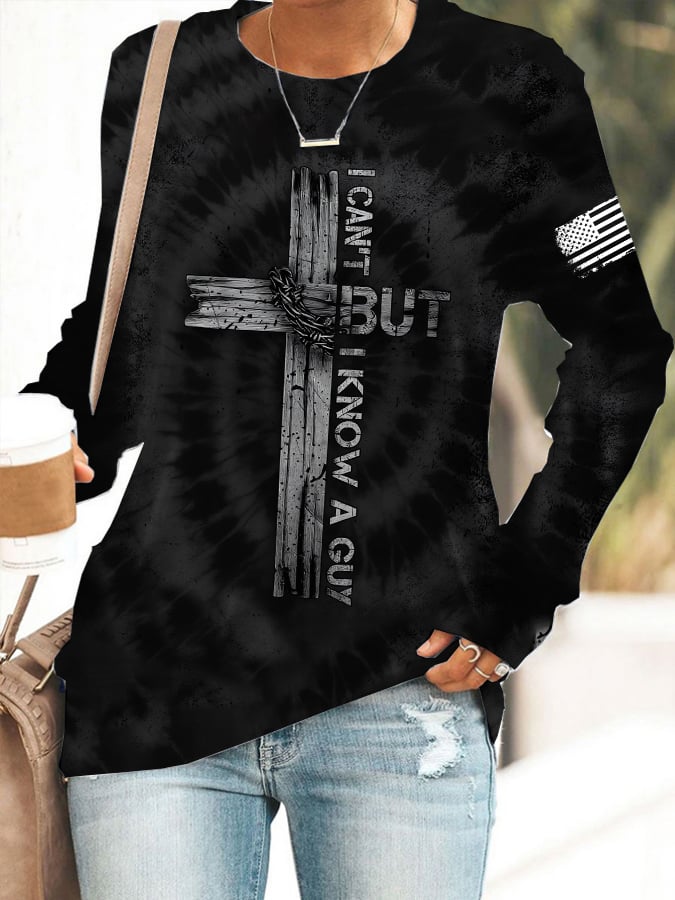 Women's  I Can't, But I Know A Guy  Print Long Sleeve Sweatshirt