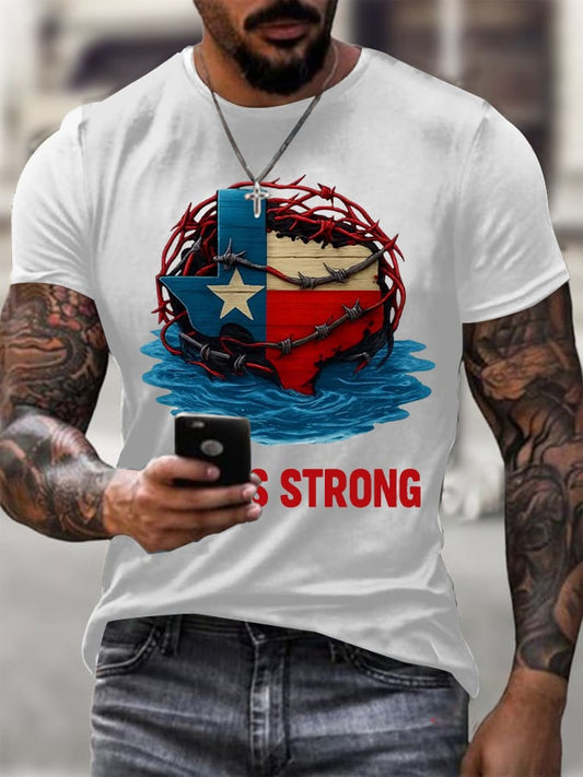 🙏💔Join us in praying for Texas.🙏Men's Texas Strong Printed Round Neck T-Shirt