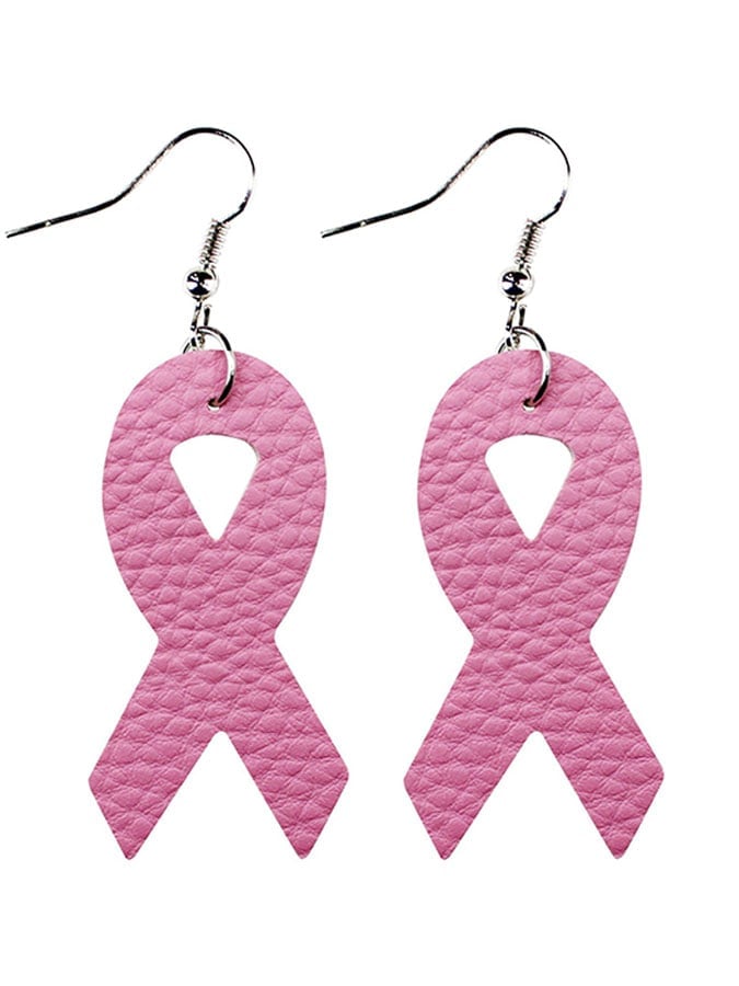 Pink Ribbon Slogan Earrings