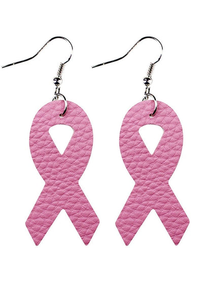Pink Ribbon Slogan Earrings