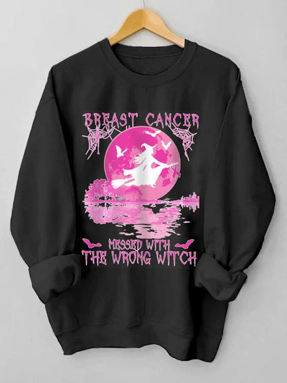 Women's Breast Cancer Messed With The Wrong Witch Sweatshirt