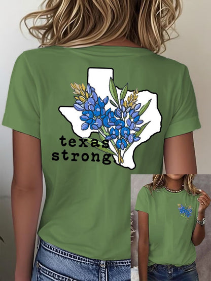 🙏💔Join us in praying for Texas.🙏Women's Retro Texas Strong Bluebonnet Print T-Shirt