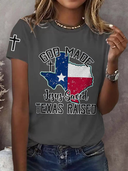 🙏💔Join us in praying for Texas.🙏Retro Texas Strong God Made Jesus Saved Texas Print T-Shirt