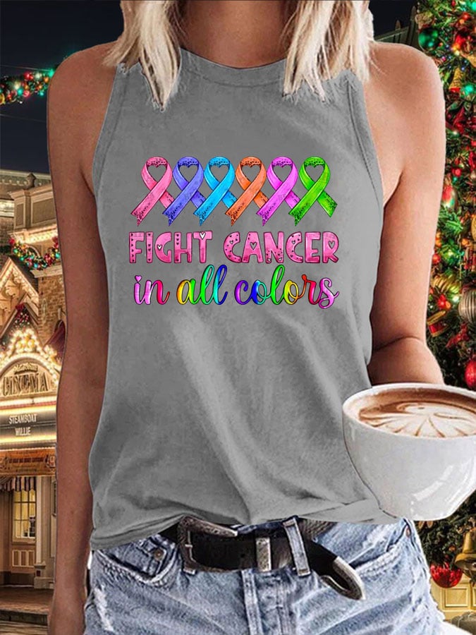 Women'S Breast cancer Fight Cancer In all Colors Print Classic Vest