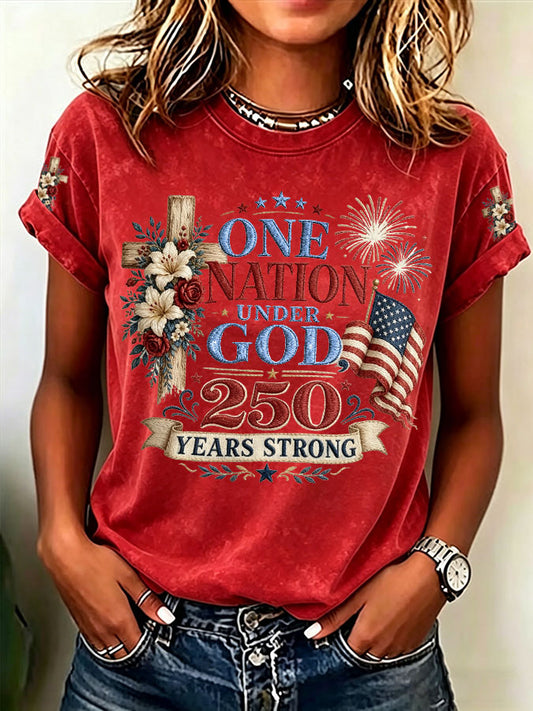Women'S  America Flag Printed Casual T-Shirt
