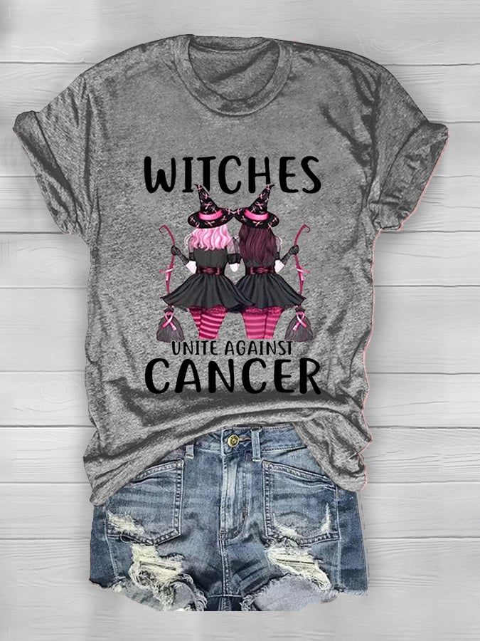 Women's Witches Unite Against Cancer Breast Cancer Awareness Tee