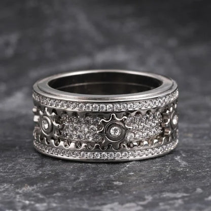 🔥925 Sterling Silver Personalized Stress Reducing Rotatable Gear Ring