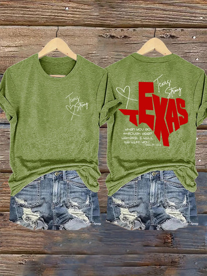 🙏💔Join us in praying for Texas.🙏Retro Texas Strong When You Go Through Deep Waters, I Will Be With You. Isaiah 43:2 Print T-Shirt