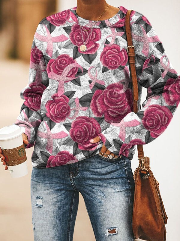 Women's Breast Cancer Awareness Print Sweatshirt