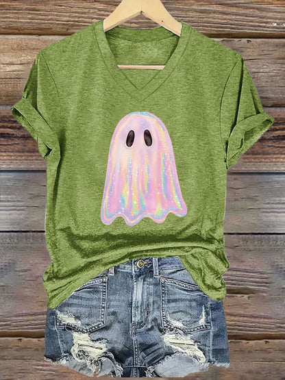 Women's Halloween Ghost Print T-Shirt