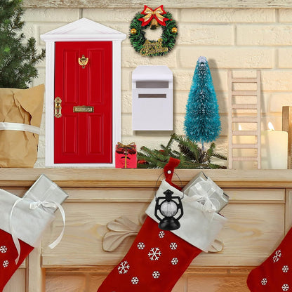 Miniature Christmas Elf Door Decoration Set - Magical Holiday Fairy Door Kit