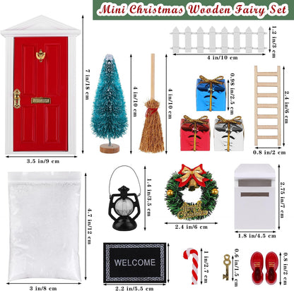 Miniature Christmas Elf Door Decoration Set - Magical Holiday Fairy Door Kit