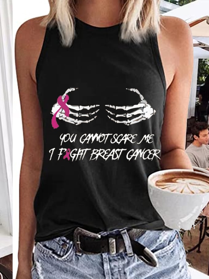 Women's You Cannot Scare Me I  Fight Breast Cancer Awareness Print Tank Top