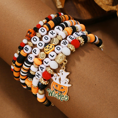 Women's bracelet in clay polymer with letters pumpkin