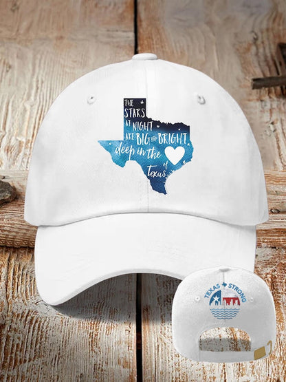 🙏💔Join us in praying for Texas.🙏Retro Texas Strong The Stars At Night Are Big And Bright Deep In The Heart Of Texas Print Baseball Cap