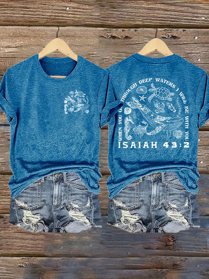 🙏💔Join us in praying for Texas.🙏Women's When You Go Through Deep Waters, I Will Be With You. Isaiah 43:2  Faith Printed T-Shirts