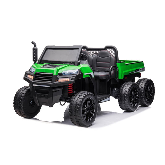 24V 6 Wheeler Tractor Trailer 2 Seater Ride-on with Dump Cart and Parental Remote