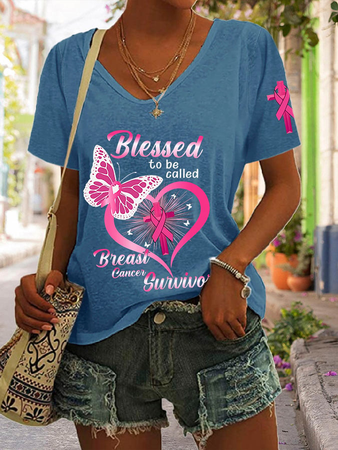 Women's Blessed to be called Breast Cancer Survivor Casual T-Shirt