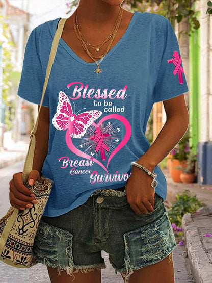 Women's Blessed to be called Breast Cancer Survivor Casual T-Shirt