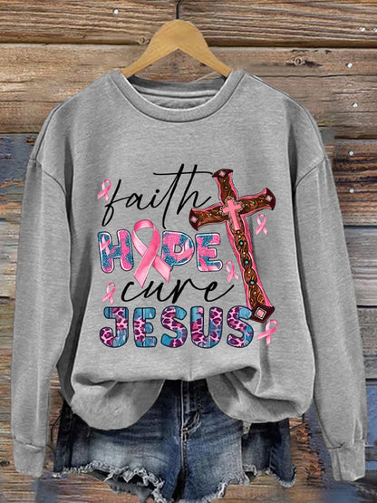Breast Cancer Women's Printed Long Sleeve Sweatshirt