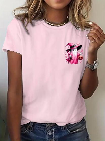 Women's In October We Wear Pink Breast Cancer Awareness Print T-Shirt