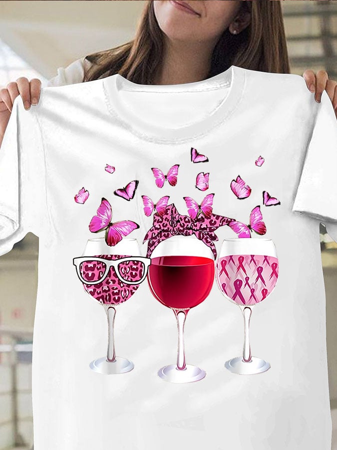 Women's Breast Cancer Print Casual T-Shirt