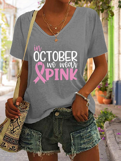 Women's In October We Wear Pink Short Sleeve T-Shirt