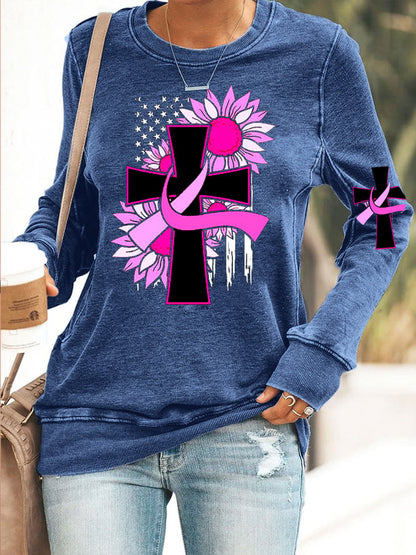 Faith Breast Cancer Awareness Print Sweatshirt