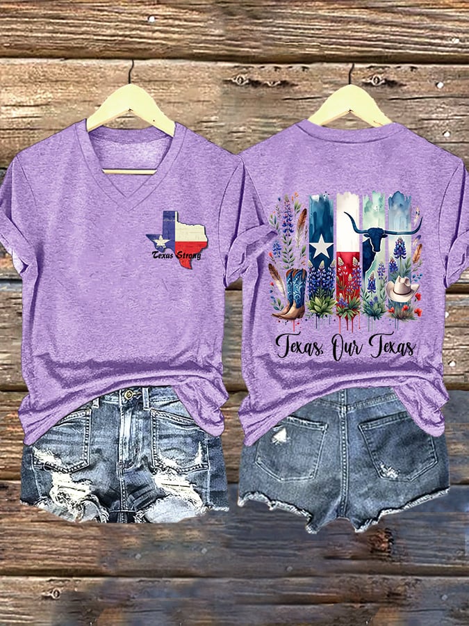 🙏💔Join us in praying for Texas.🙏V-Neck Retro Texas Strong Texas Our Texas Print T-Shirt
