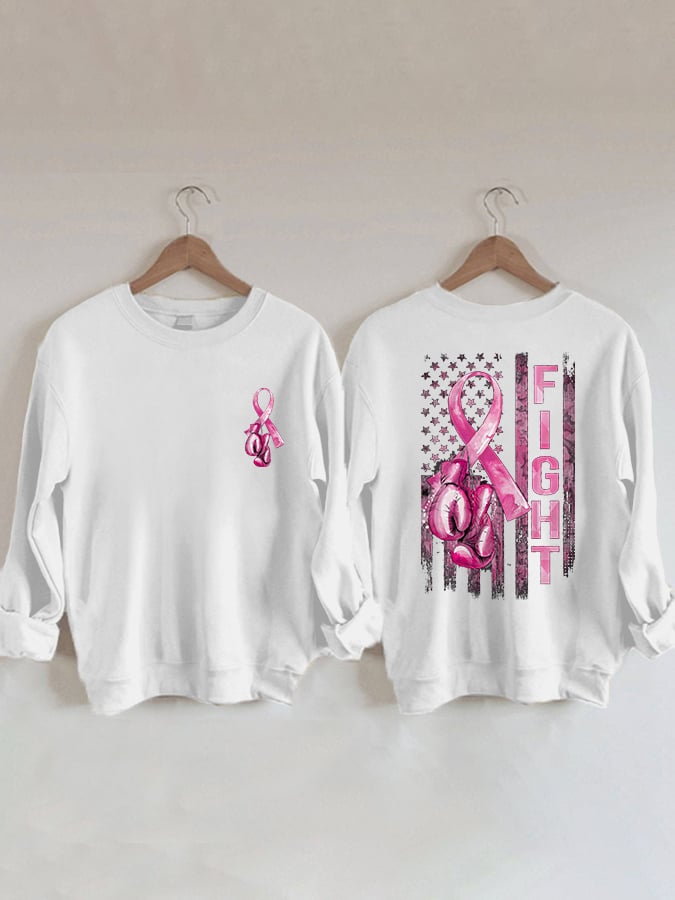 Women's Fight Breast Cancer America Flag Sweatshirt