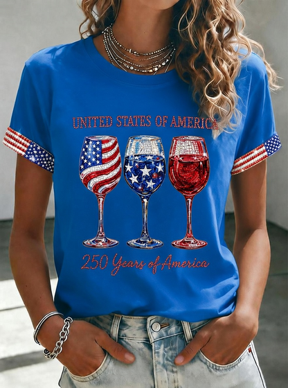 Women's 250 Years Of Freedom Flower Art Print T-shirt
