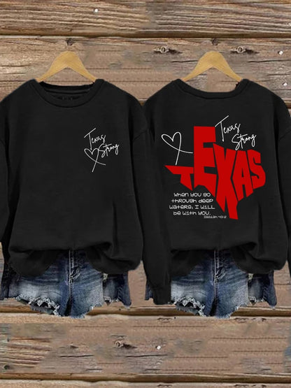 🙏💔Join us in praying for Texas.🙏Retro Texas Strong When You Go Through Deep Waters, I Will Be With You. Isaiah 43:2 Print Sweatshirt