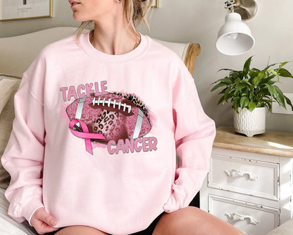 Women's Tackle Breast Cancer Pink Ribbon Football Sweatshirt