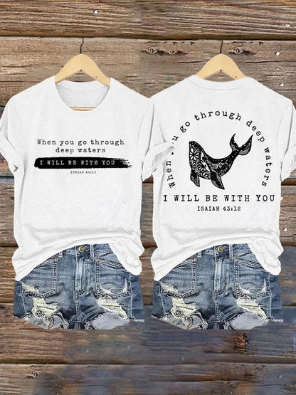 🙏💔Join us in praying for Texas.🙏Women's When You Go Through Deep Waters, I Will Be With You. Isaiah 43:2  Faith Printed T-Shirts