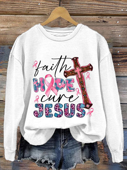 Breast Cancer Women's Printed Long Sleeve Sweatshirt