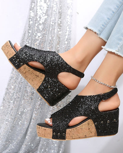 👍Last Day Promotion 70% OFF –2023 🌹Women's Summe Flag Pattern Peep Toe Wedge Sandals