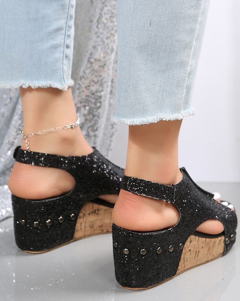 👍Last Day Promotion 70% OFF –2023 🌹Women's Summe Flag Pattern Peep Toe Wedge Sandals