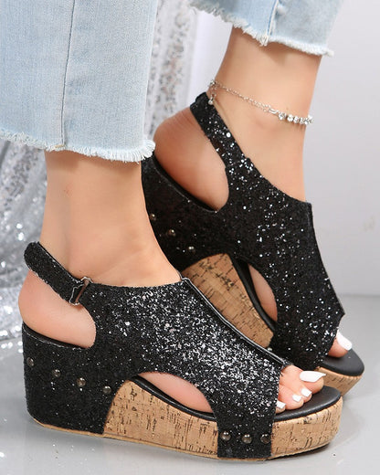 👍Last Day Promotion 70% OFF –2023 🌹Women's Summe Flag Pattern Peep Toe Wedge Sandals