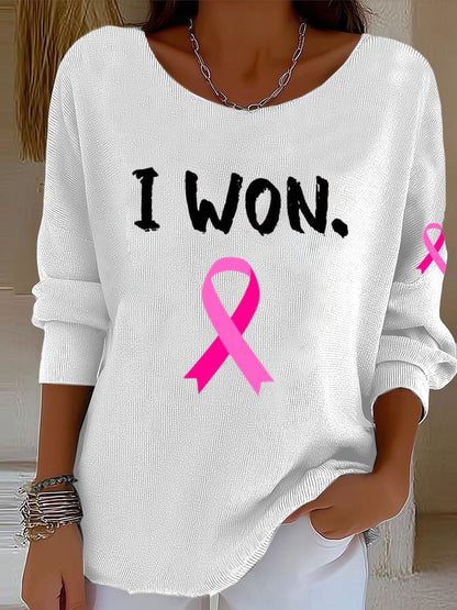 Women's Breast Cancer Survivor Print Knitted Top