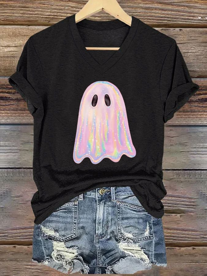 Women's Halloween Ghost Print T-Shirt