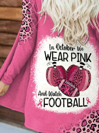 In October We Wear Pink And Watch Football Leopard Print Cardigan